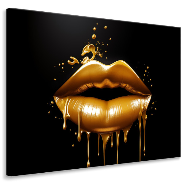 Obraz Do Salonu Złote Usta W Stylu Glamour 100x70cm 202080