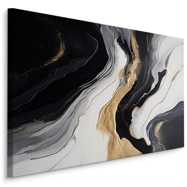 Obraz Do Sypialni Czarno-Biały Marmur Ze Złotem 120x80cm 123602