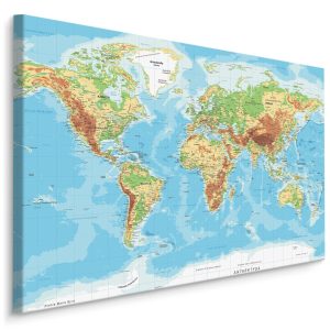 Obraz Fizyczna Mapa Świata 90x60cm 102753 Obraz Fizyczna Mapa Świata 90x60cm 102753