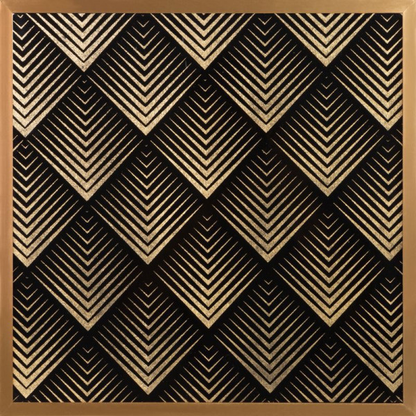 Obraz geometryczny glamour VICTORIA 53x53 czarny + złoty 990018