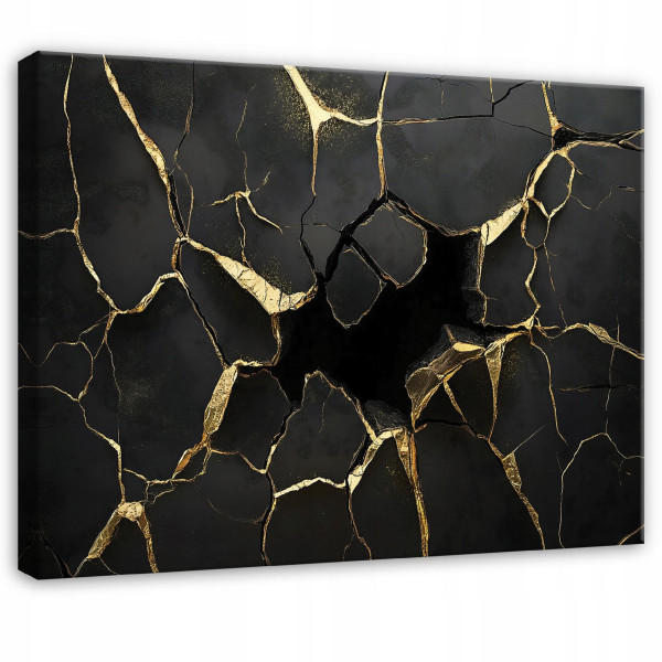 Obraz Glamour Abstrakcja Czarny Złoto Marmur Do Sypialni Salonu 120X80 576262