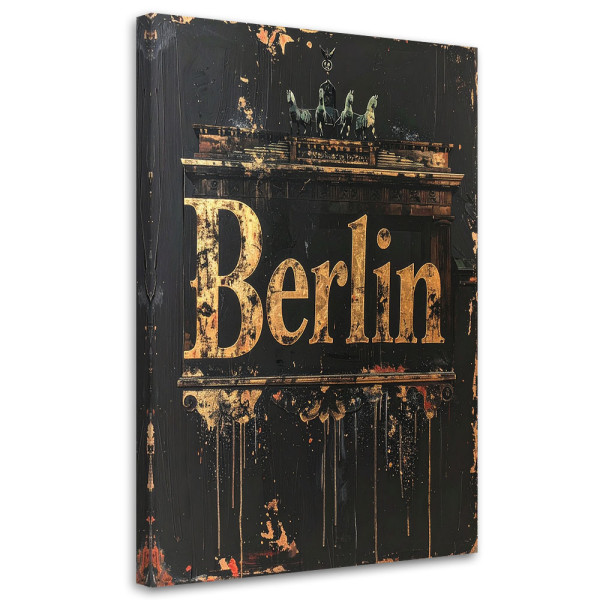 Obraz industrialny do salonu biura hotelu, Napis Berlin Typografia 70x100 888780
