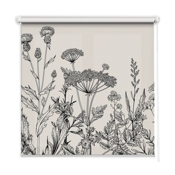 Roleta wewnętrzna - 80x180 cm -Szare Kwiaty 467677