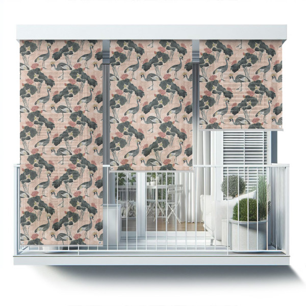 Roleta zewnętrzna - 100x180 cm -Żurawie i kwiaty lotosu 466945