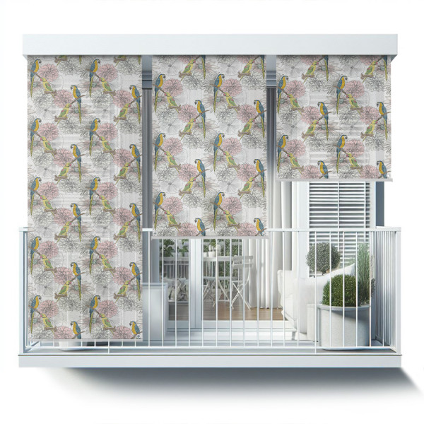 Roleta zewnętrzna - 80x180 cm -Papugi i kwiaty 466853