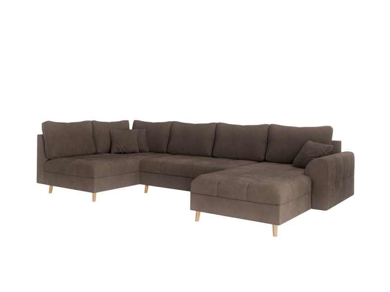 Ropez Ariella narożnik U prawy pikowany mikrofibra brązowy 304577