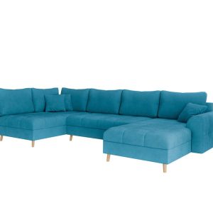 Ropez Ariella narożnik U prawy pikowany mikrofibra turkus 304564