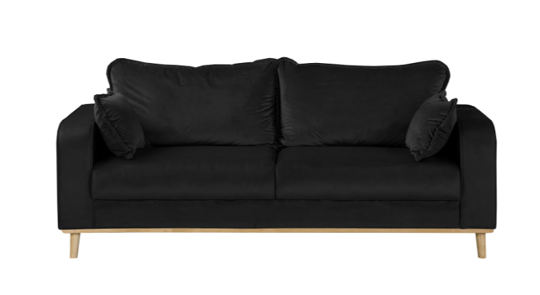 Ropez Beata sofa 3 osobowa wysokie nóżki welur czarny 159052