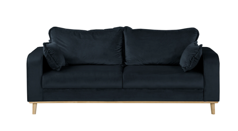 Ropez Beata sofa 3 osobowa wysokie nóżki welur granat 159044