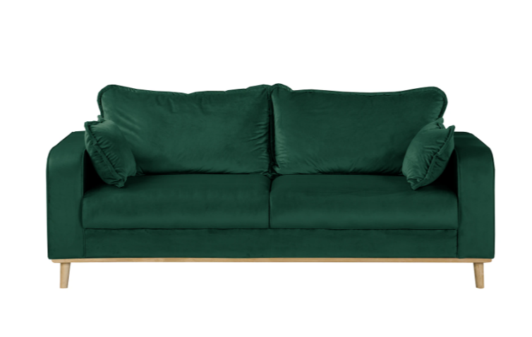 Ropez Beata sofa 3 osobowa wysokie nóżki welur zielony 159048