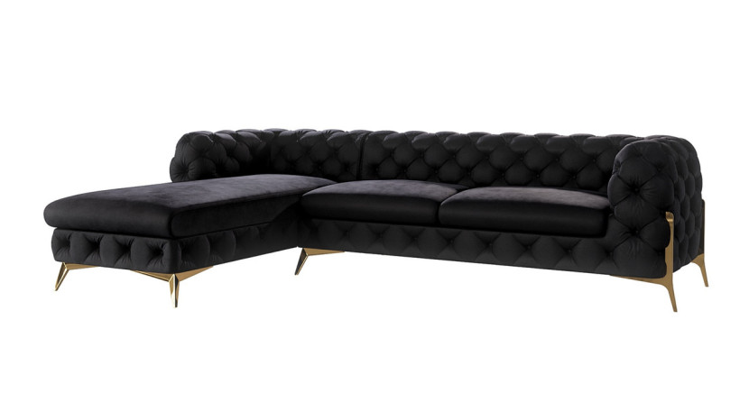 Ropez Chelsea Bis narożnik 305x200 lewy welur czarny 206497