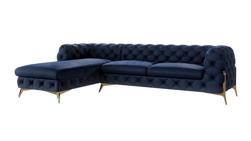 Ropez Chelsea Bis narożnik 305x200 lewy welur granatowy 206519