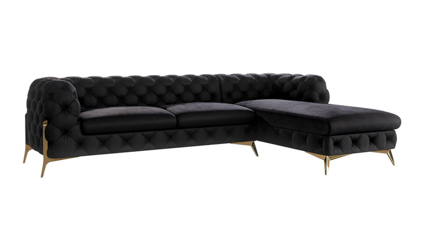 Ropez Chelsea Bis narożnik 305x200 prawy welur czarny 206495