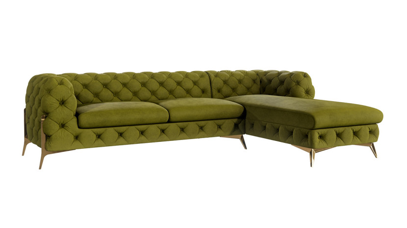 Ropez Chelsea Bis narożnik 305x200 prawy welur oliwkowy 206503