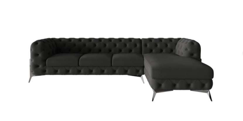 Ropez Chelsea Bis narożnik 323x200 prawy mikrofibra czarny 206450