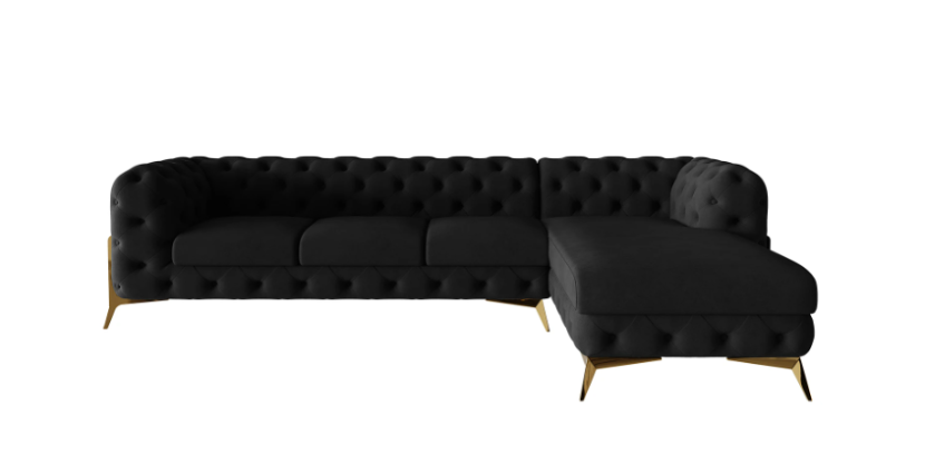 Ropez Chelsea Bis narożnik 323x200 prawy welur czarny 206466