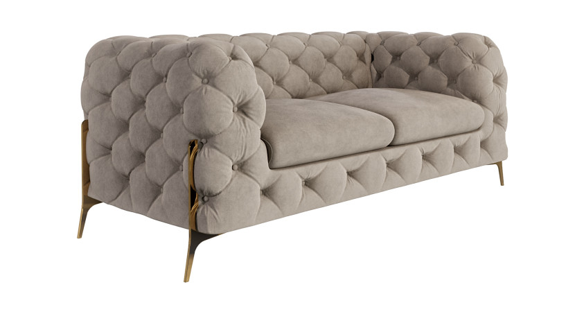 Ropez Chelsea Bis sofa 2 osobowa pikowana beżowa nogi złote 139437