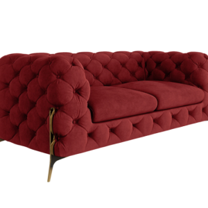 Ropez Chelsea Bis sofa 2 osobowa pikowana bordowa nogi złote 139453 Ropez Chelsea Bis sofa 2 osobowa pikowana bordowa nogi złote 139453