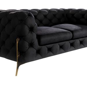 Ropez Chelsea Bis sofa 2 osobowa pikowana czarna nogi złote 139440 Ropez Chelsea Bis sofa 2 osobowa pikowana czarna nogi złote 139440