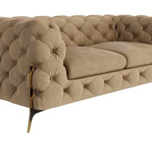 Ropez Chelsea Bis sofa 2 osobowa pikowana kremowa nogi złote 139442 Ropez Chelsea Bis sofa 2 osobowa pikowana kremowa nogi złote 139442