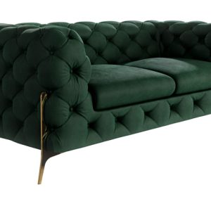 Ropez Chelsea Bis sofa 2 osobowa pikowana zielona nogi złote 139446 Ropez Chelsea Bis sofa 2 osobowa pikowana zielona nogi złote 139446