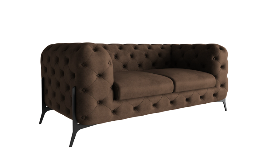 Ropez Chelsea Bis sofa 2 pikowana ciemnobrązowa nogi czarne 139444