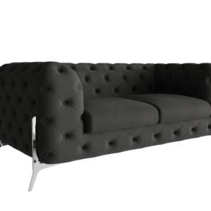 Ropez Chelsea Bis sofa 2 pikowana czarna nogi srebrne 139445 Ropez Chelsea Bis sofa 2 pikowana czarna nogi srebrne 139445
