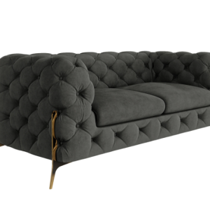 Ropez Chelsea Bis sofa 2 pikowana grafitowa nogi złote 139448 Ropez Chelsea Bis sofa 2 pikowana grafitowa nogi złote 139448
