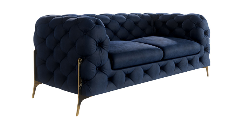 Ropez Chelsea Bis sofa 2 pikowana granatowa nogi złote 139441