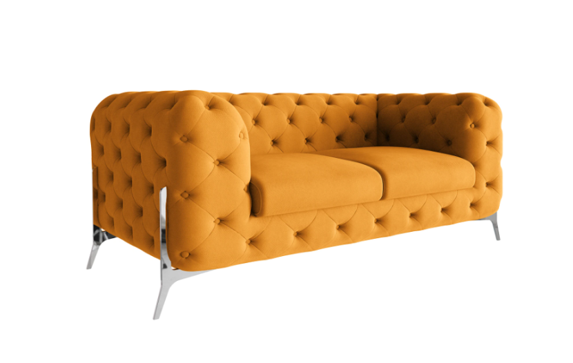 Ropez Chelsea Bis sofa 2 pikowana pomarańczowa nogi srebrne 139450