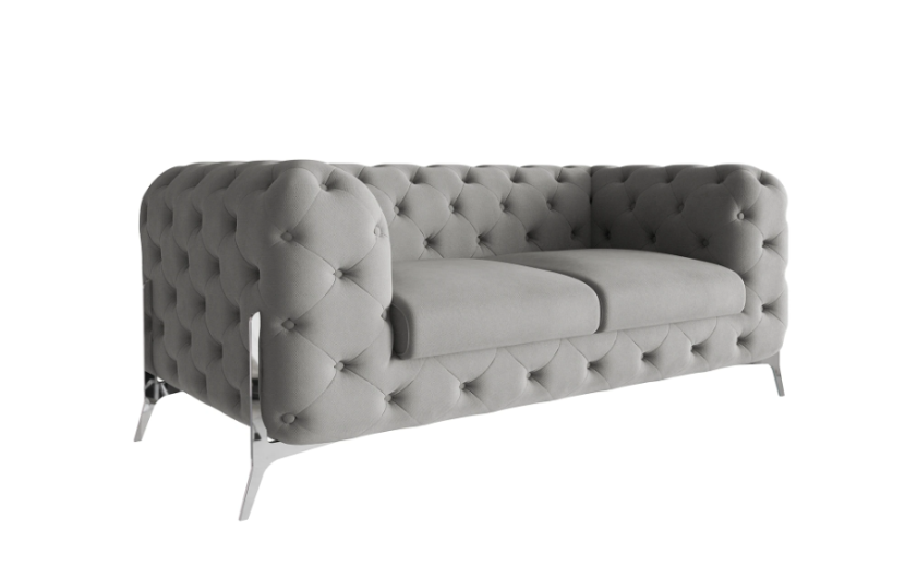 Ropez Chelsea Bis sofa 2 pikowana szara nogi srebrne 139439