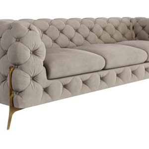 Ropez Chelsea Bis sofa 3 osobowa pikowana beżowa nogi złote 139648 Ropez Chelsea Bis sofa 3 osobowa pikowana beżowa nogi złote 139648