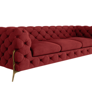 Ropez Chelsea Bis sofa 3 osobowa pikowana bordowa nogi złote 139642 Ropez Chelsea Bis sofa 3 osobowa pikowana bordowa nogi złote 139642