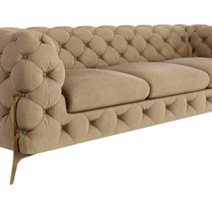 Ropez Chelsea Bis sofa 3 osobowa pikowana kremowa nogi złote 139646 Ropez Chelsea Bis sofa 3 osobowa pikowana kremowa nogi złote 139646