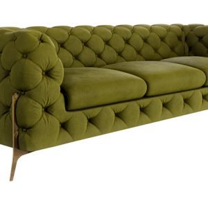 Ropez Chelsea Bis sofa 3 osobowa pikowana oliwka nogi złote 139644 Ropez Chelsea Bis sofa 3 osobowa pikowana oliwka nogi złote 139644