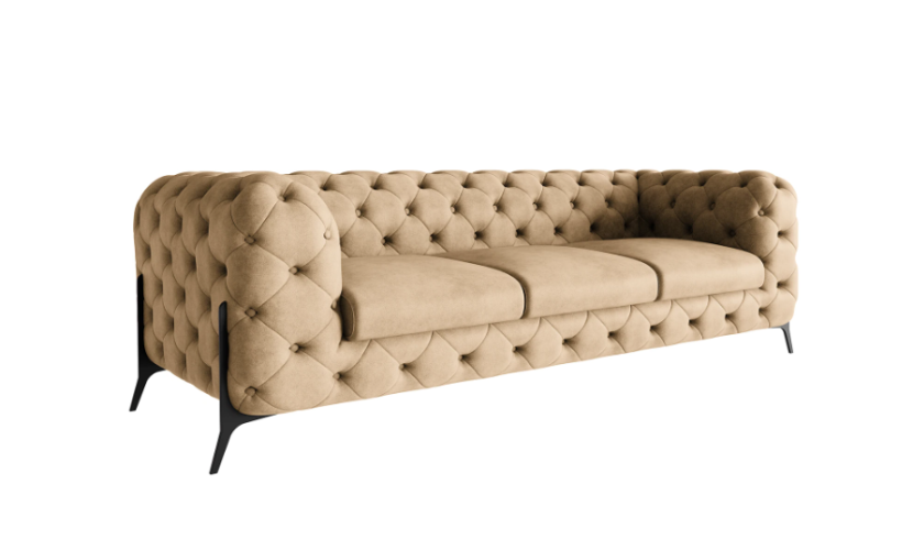 Ropez Chelsea Bis sofa 3 pikowana beżowa nogi czarne 139650