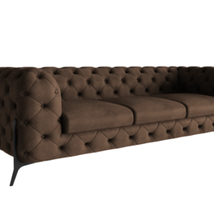 Ropez Chelsea Bis sofa 3 pikowana ciemnobrązowa nogi czarne 139645