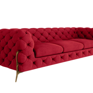 Ropez Chelsea Bis sofa 3 pikowana czerwona nogi złote 139647