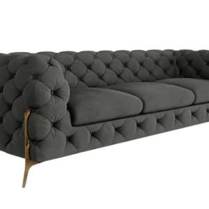 Ropez Chelsea Bis sofa 3 pikowana grafitowa nogi złote 139640