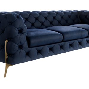 Ropez Chelsea Bis sofa 3 pikowana granatowa nogi złote 139641