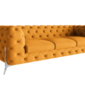 Ropez Chelsea Bis sofa 3 pikowana pomarańczowa nogi srebrne 139634