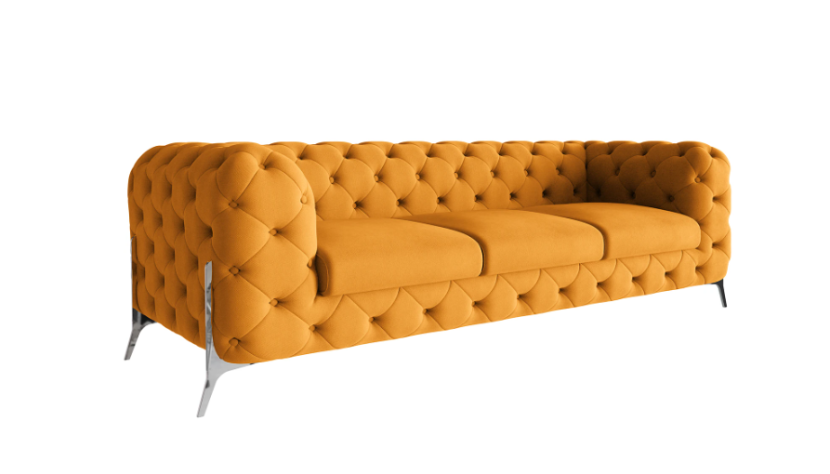 Ropez Chelsea Bis sofa 3 pikowana pomarańczowa nogi srebrne 139634