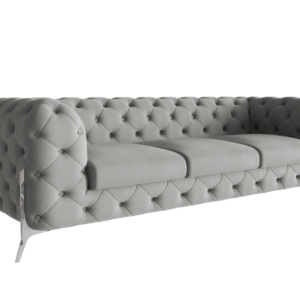 Ropez Chelsea Bis sofa 3 pikowana szara nogi srebrne 139638