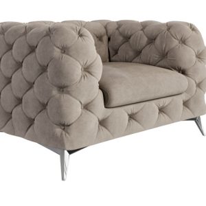 Ropez Chelsea fotel pikowany welur beżowy nogi srebrne 152200 Ropez Chelsea fotel pikowany welur beżowy nogi srebrne 152200