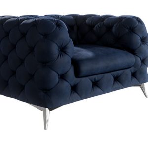 Ropez Chelsea fotel pikowany welur granatowy nogi srebrne 152205 Ropez Chelsea fotel pikowany welur granatowy nogi srebrne 152205