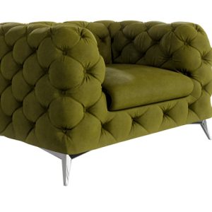 Ropez Chelsea fotel pikowany welur oliwka nogi srebrne 152204 Ropez Chelsea fotel pikowany welur oliwka nogi srebrne 152204