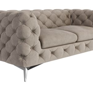 Ropez Chelsea sofa 2 osobowa pikowana beżowa nogi srebrne 152281