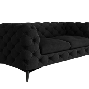 Ropez Chelsea sofa 2 osobowa pikowana czarna nogi czarny mat 152268