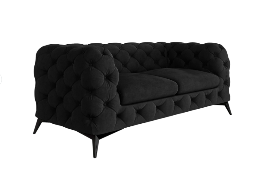 Ropez Chelsea sofa 2 osobowa pikowana czarna nogi czarny mat 152268
