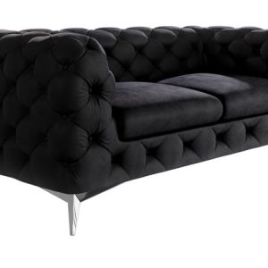 Ropez Chelsea sofa 2 osobowa pikowana czarna nogi srebrne 152288